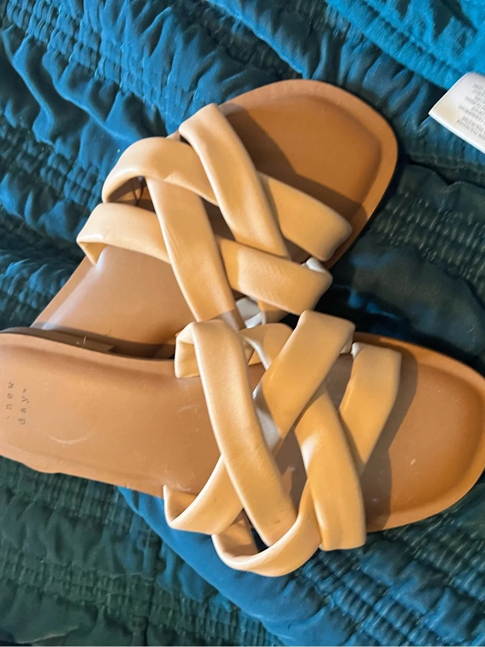 a new day Braided Tan Slide Sandals